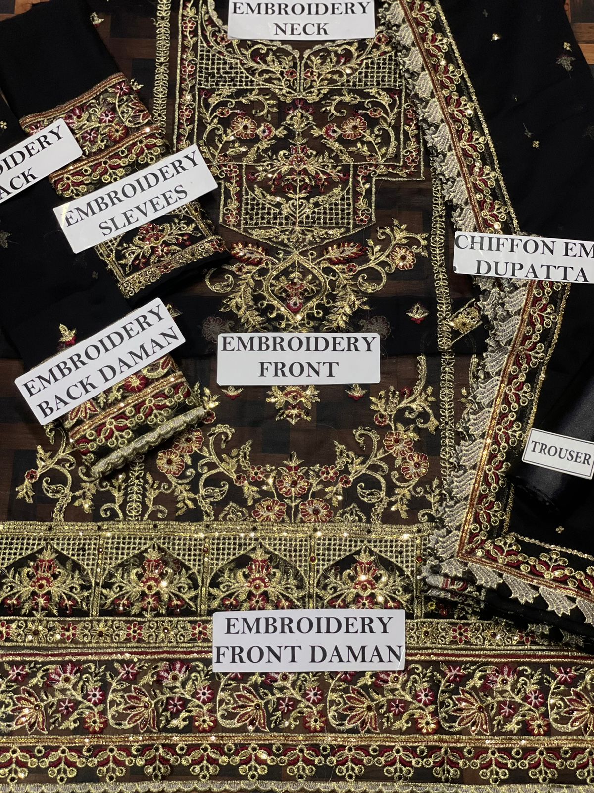 ASIM JOFA LUXURY WEDDING EMBROIDERED CHIFFON - 3 PC UNSTITCHED