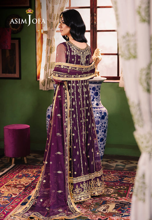 ASIM JOFA LUXURY WEDDING EMBROIDERED NET FROK - 3 PC UNSTITCHED