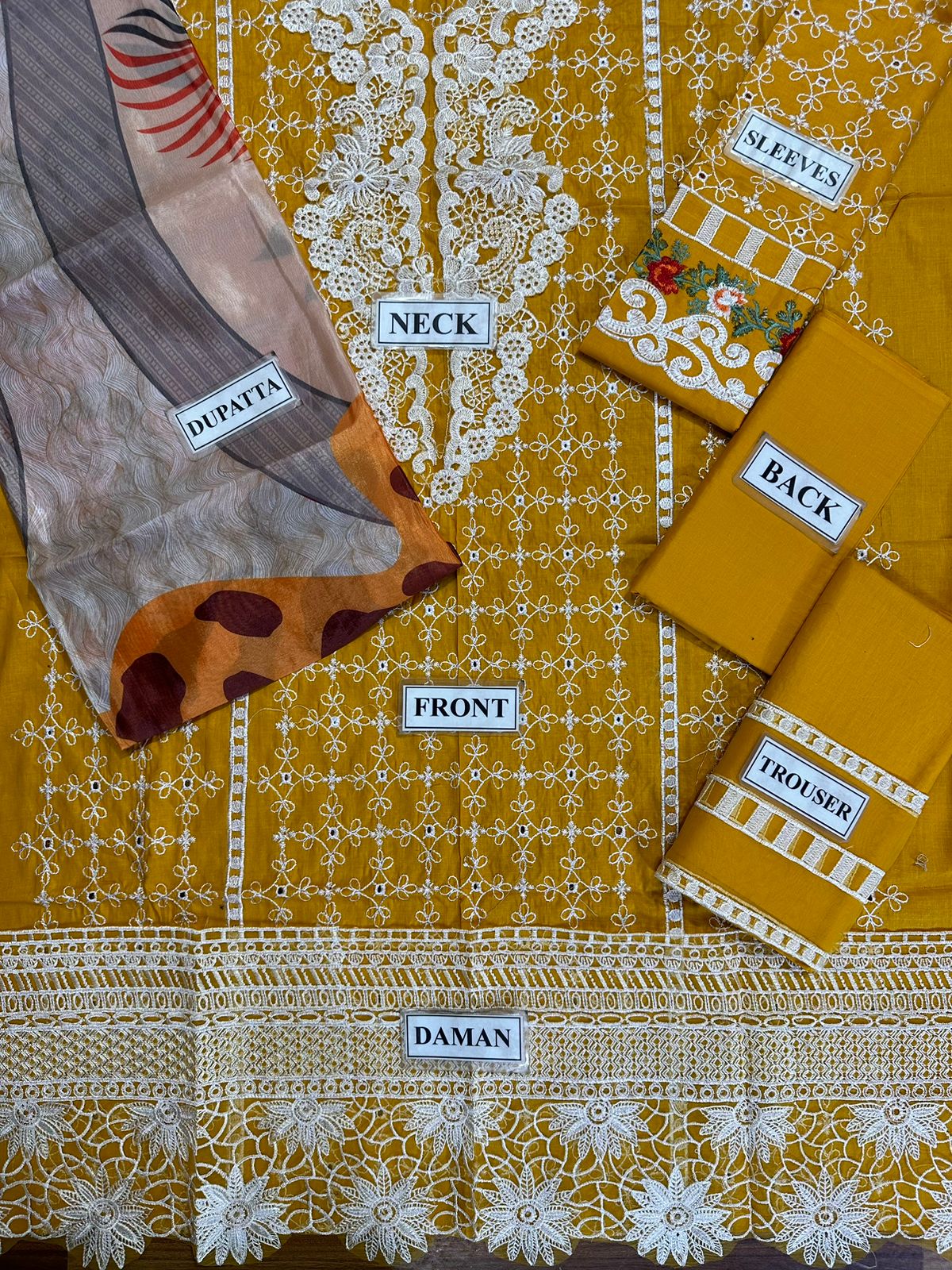 MUSHQ LUXURY EMBROIDERED CHIKANKARI LAWN - 3 PC UNSTITCHED SUIT