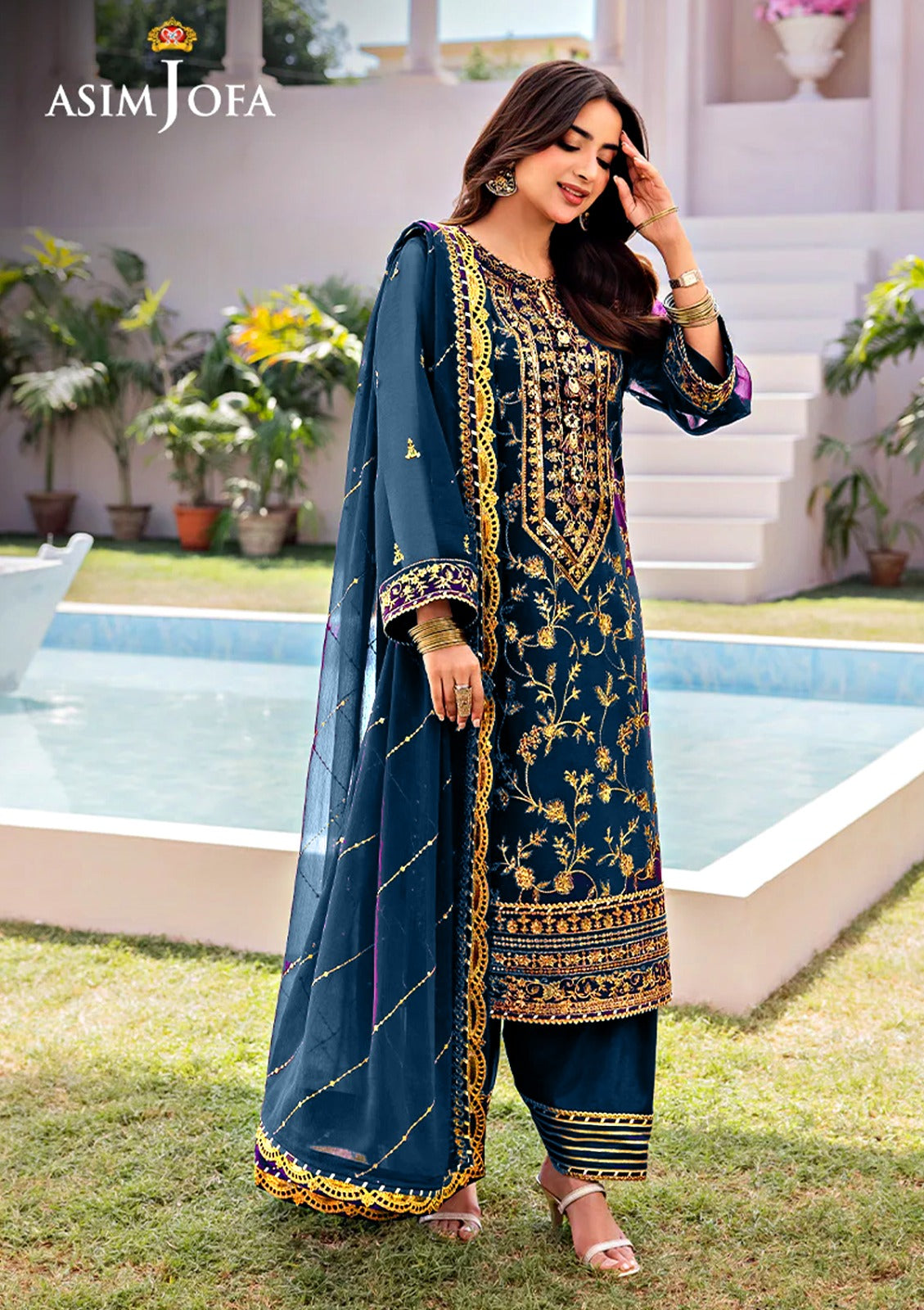 ASIM JOFA LUXURY WEDDING EMBROIDERED CHIFFON - 3 PC UNSTITCHED