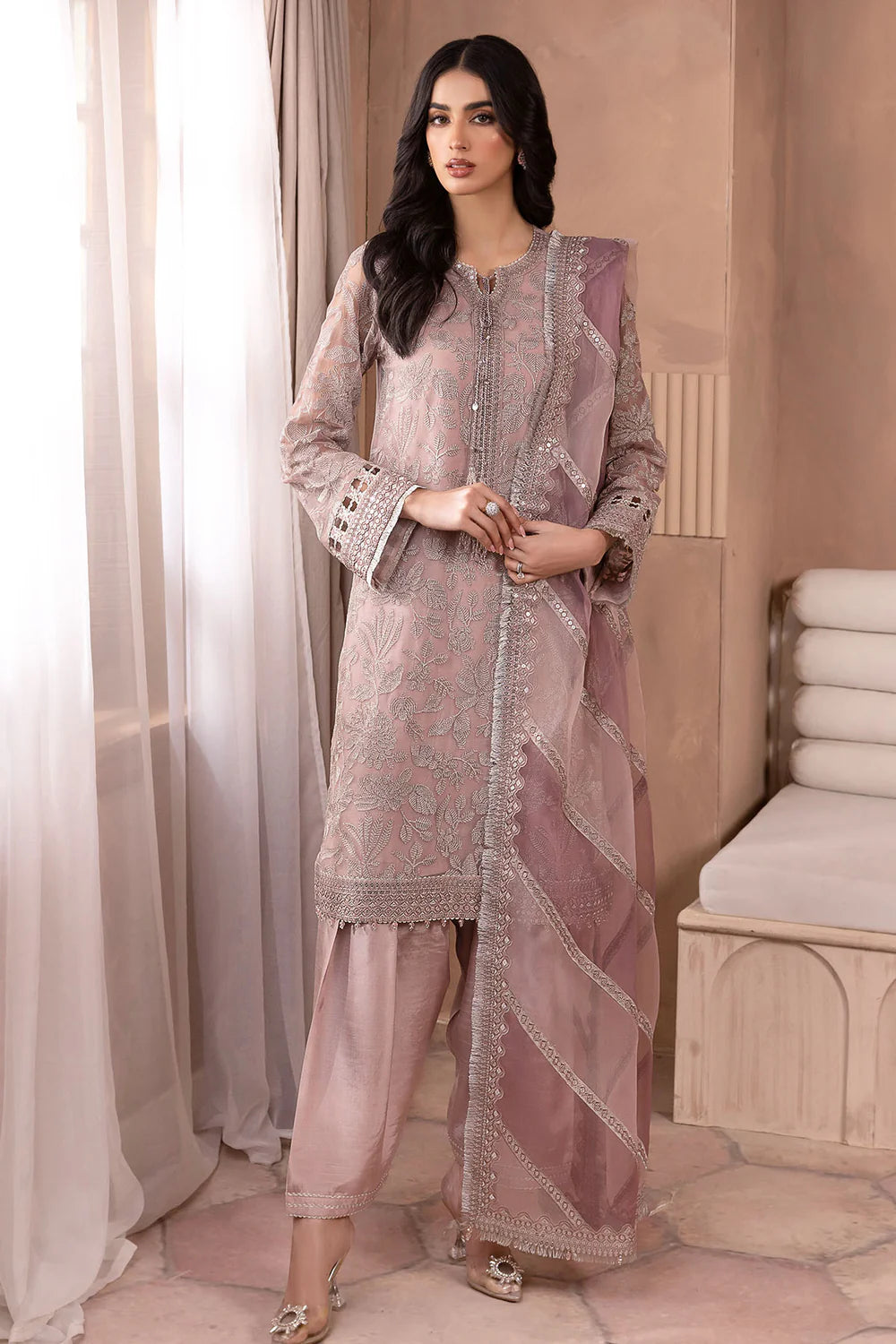 JAZMIN LUXURY WEDDING EMBROIDERED SEMI PURE CHIFFON - 3 PC UNSTITCHED