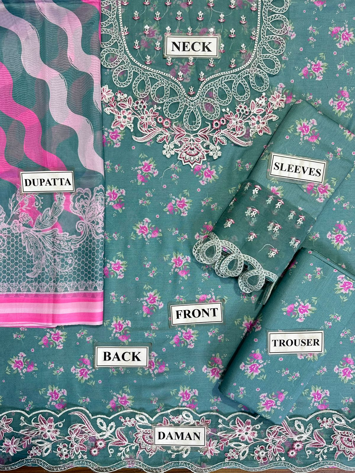 AFROZEH DIGITAL PRINTED EMBROIDERED LAWN - 3 PC UNSTITCHED