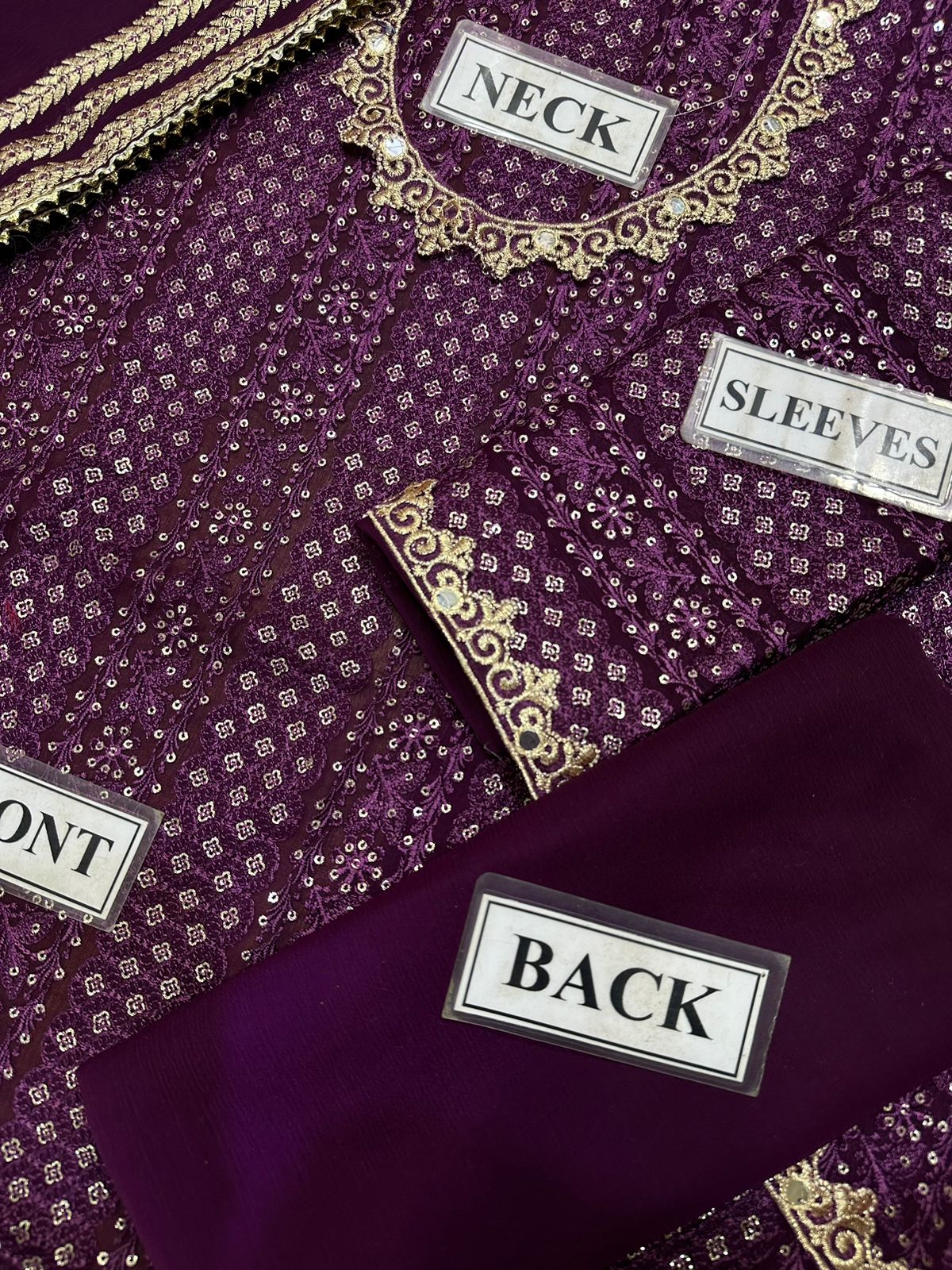 FAIZA SAQLAIN LUXURY EMBROIDERED SEMI PURE CHIFFON - 3 PC UNSTITCHED