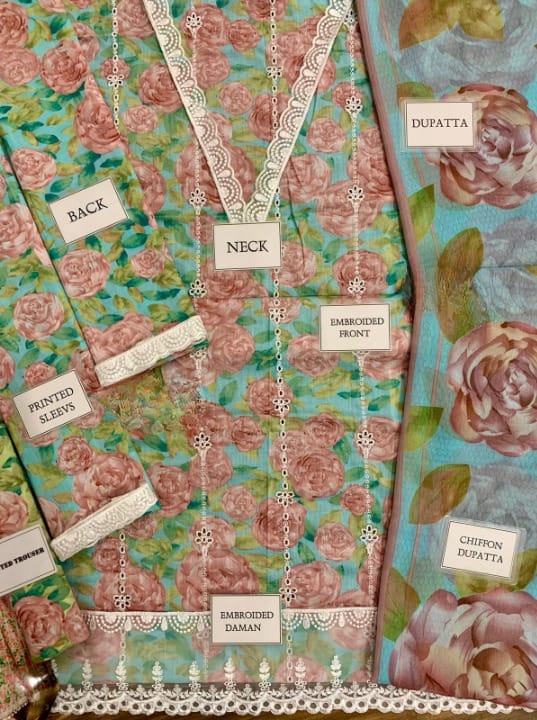 MARIA B LUXURY EMBROIDERED LAWN - 3 PC UNSTITCHED