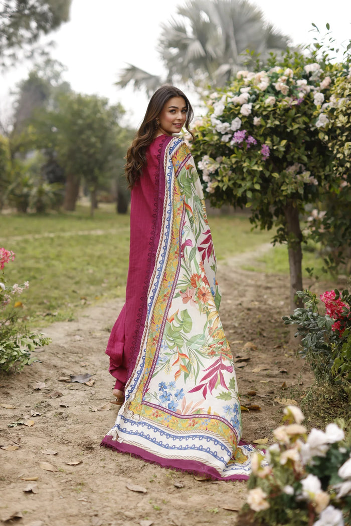 MANARA LUXURY CHIKANKARI EMBROIDERED LAWN - 3 PC UNSTITCHED