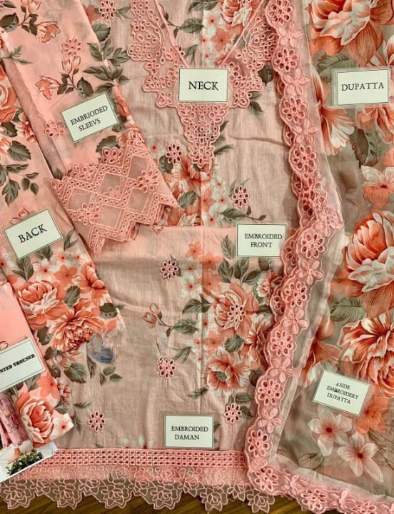 IZNIK LUXURY PRINTED EMBROIDERED CHIKANKARI LAWN - 3 PC UNSTITCHED