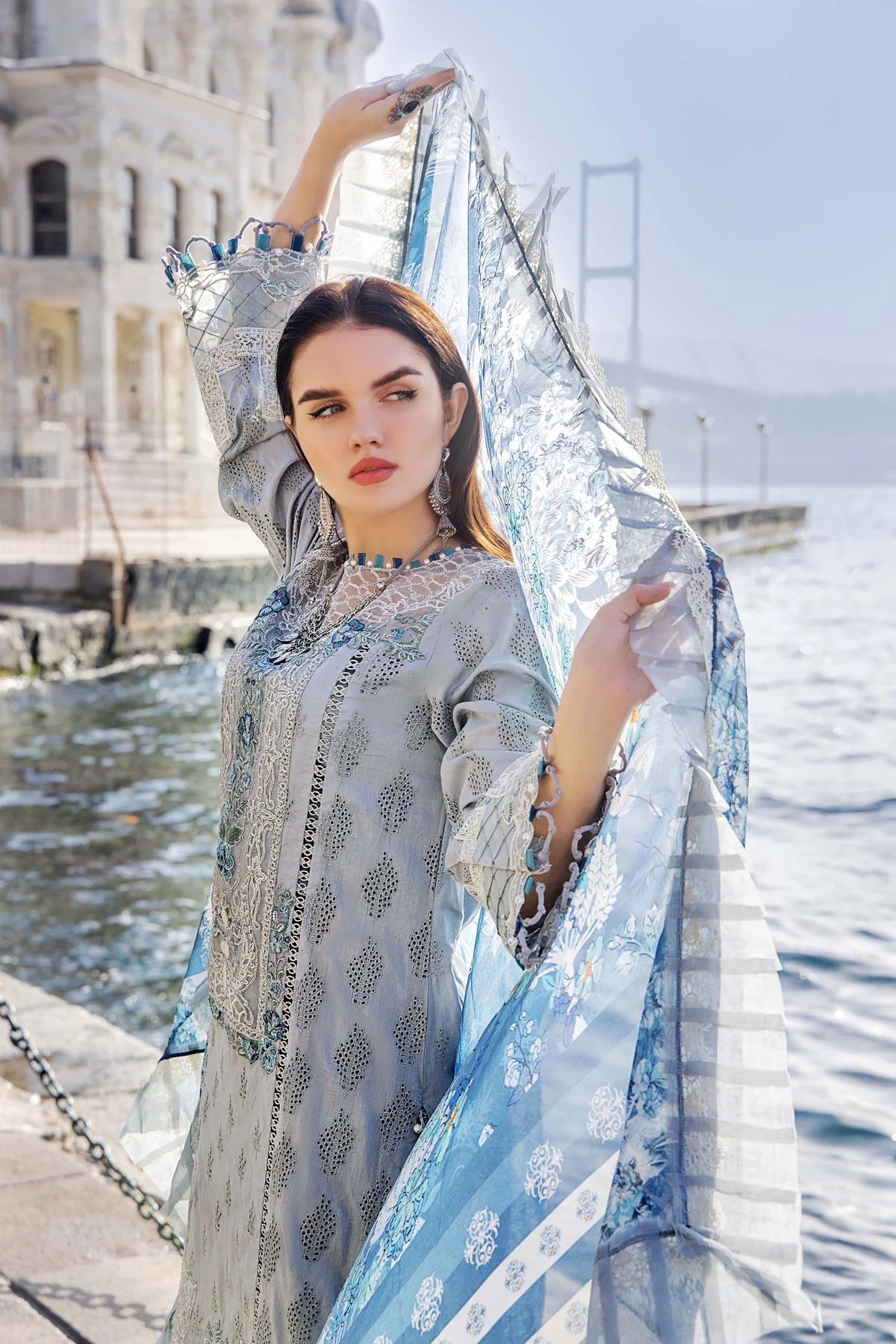 ADNAN LIBAS LUXURY CHIKANKARI EMBROIDERED LAWN - 3 PC UNSTITCHED