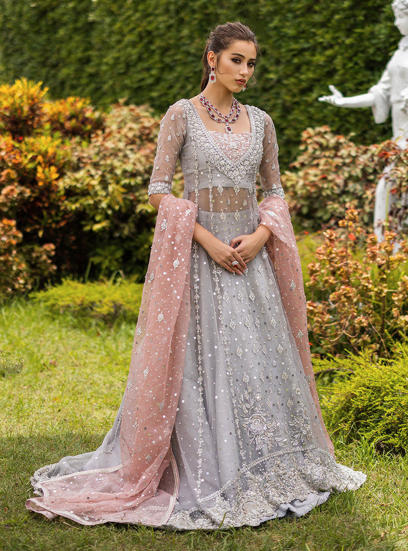 ZAINAB CHOTTANI LUXURY WEDDING EMBROIDERED NET FROK - 3 PC UNSTITCHED