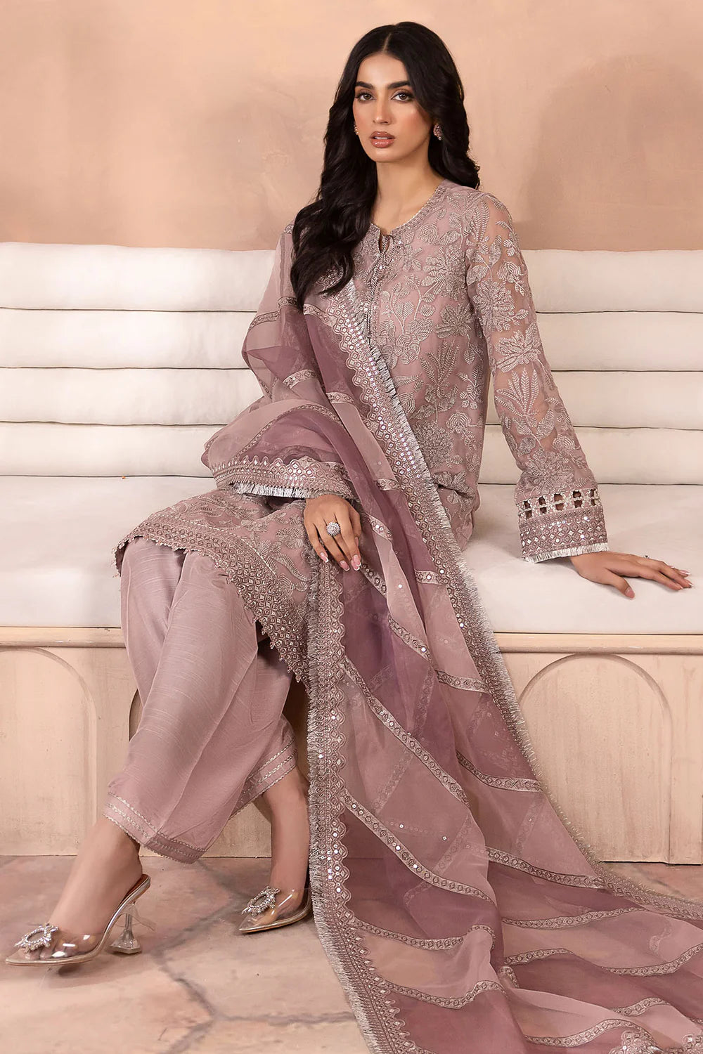 JAZMIN LUXURY WEDDING EMBROIDERED SEMI PURE CHIFFON - 3 PC UNSTITCHED