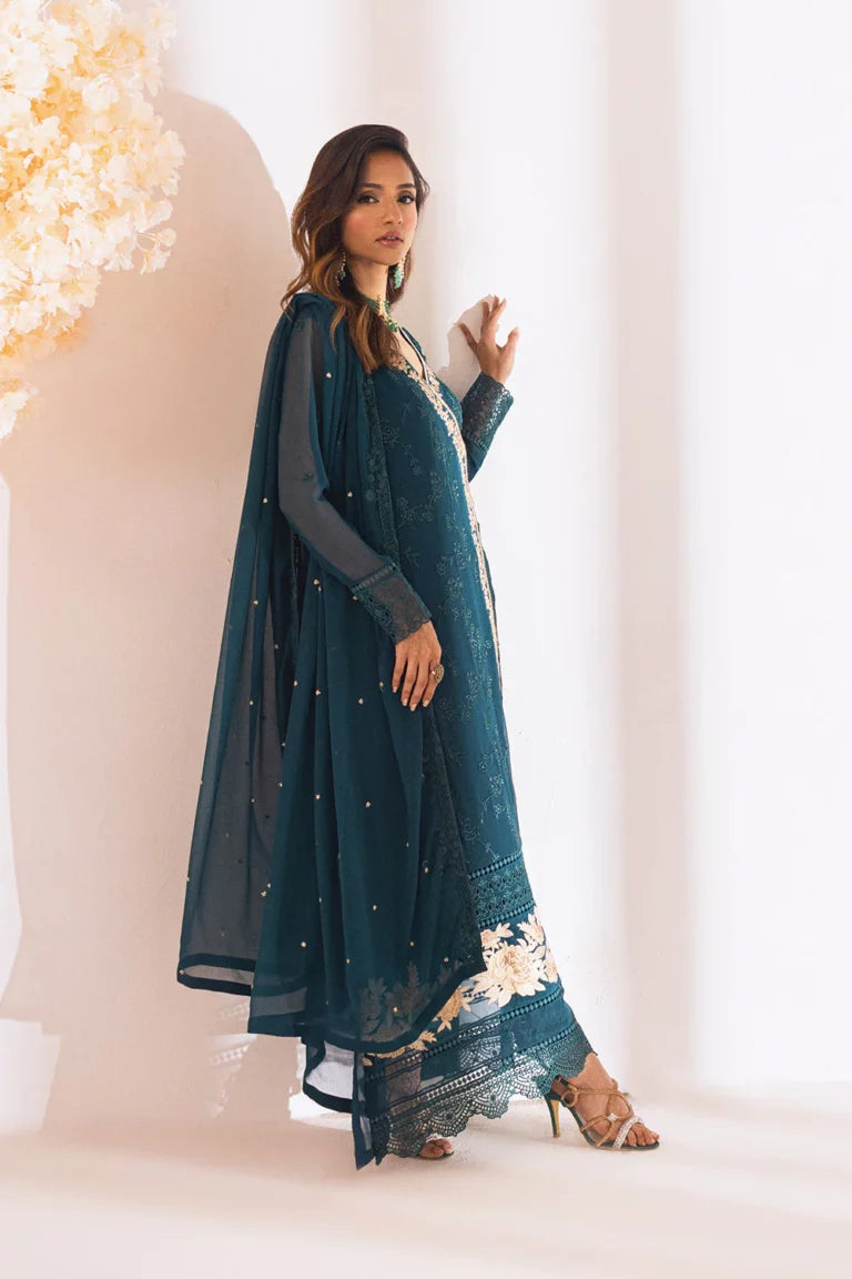 AZURE LUXURY EMBROIDERED CHIFFON - 3 PC UNSTITCHED