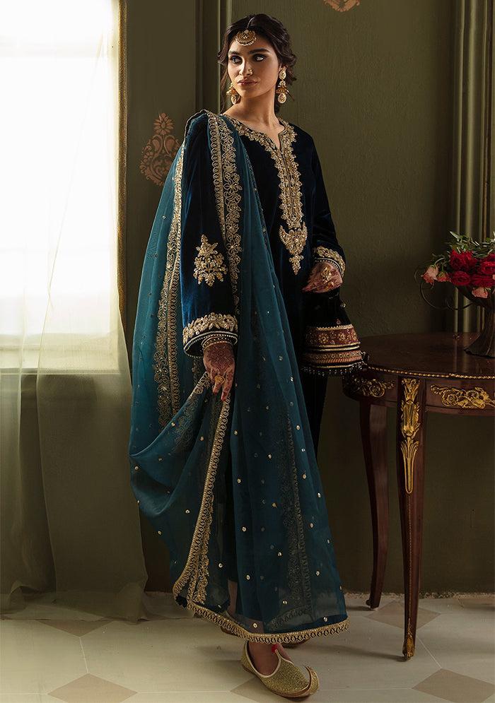 BAROUQUE LUXURY WEDDING EMBROIDERED VELVET - 3 PC UNSTITCHED