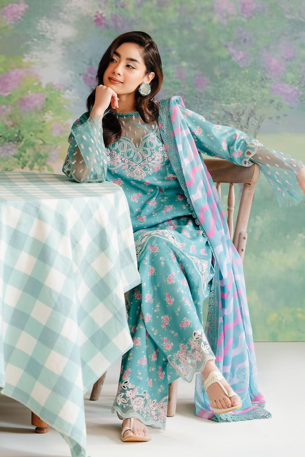AFROZEH DIGITAL PRINTED EMBROIDERED LAWN - 3 PC UNSTITCHED