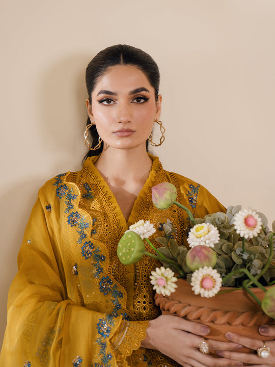 BIN ILYAS LUXURY CHIKANKARI EMBROIDERED LAWN - 3 PC UNSTITCHED