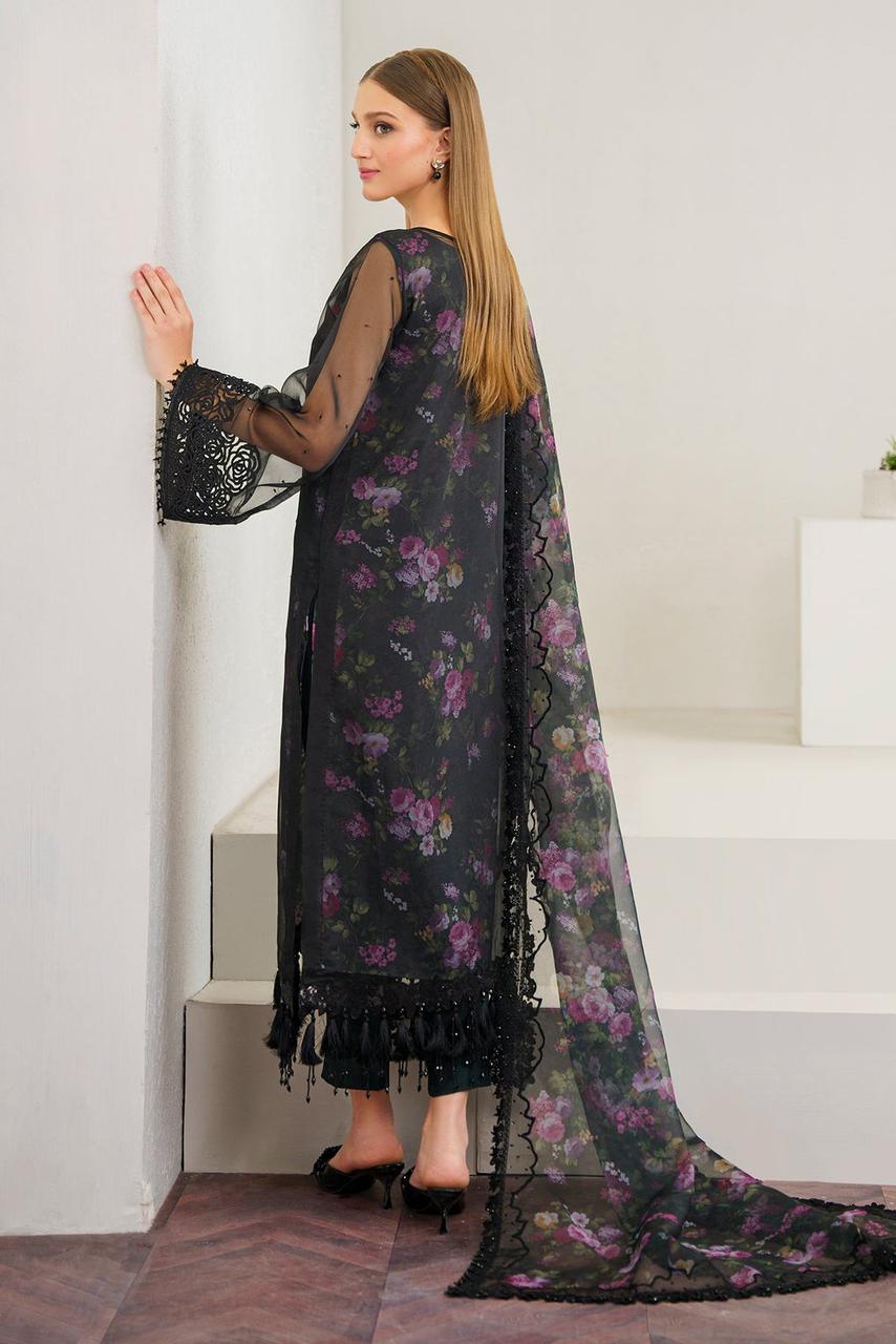 BAROQUE LUXURY DIGITAL PRINTED EMBROIDERED ORGANZA - 3 PC UNSTITCHED