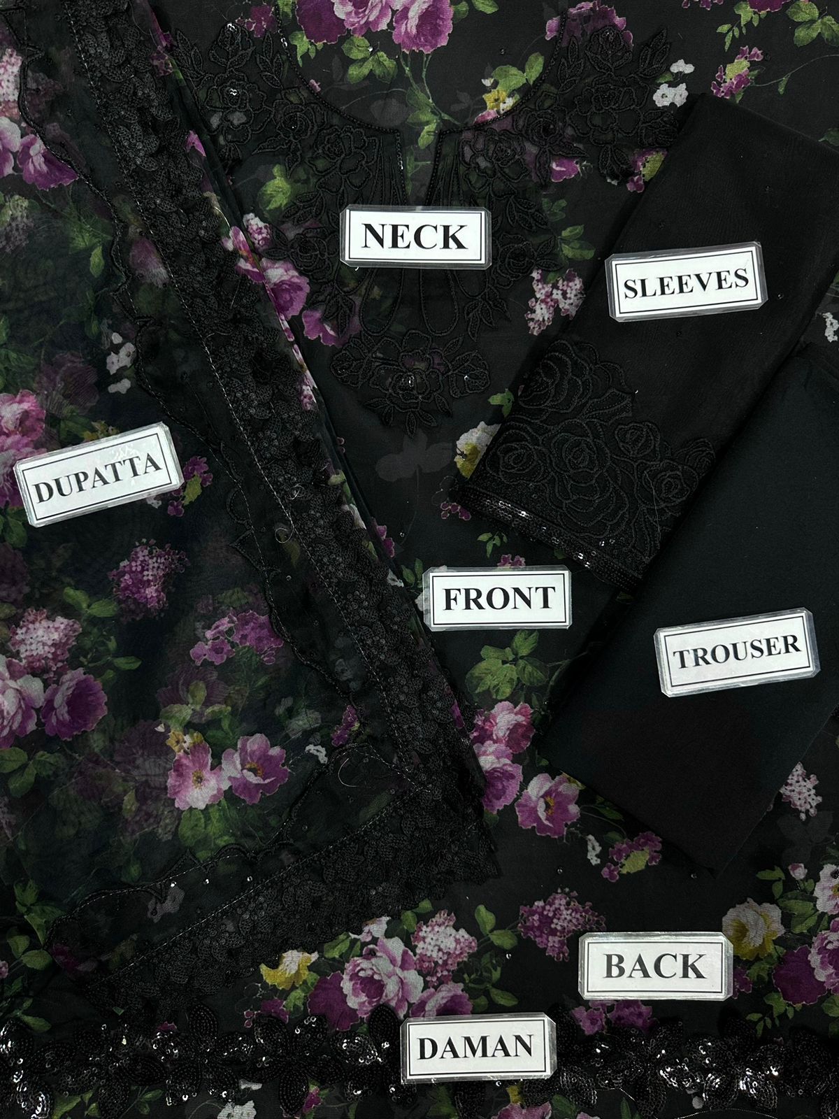 BAROQUE LUXURY DIGITAL PRINTED EMBROIDERED ORGANZA - 3 PC UNSTITCHED