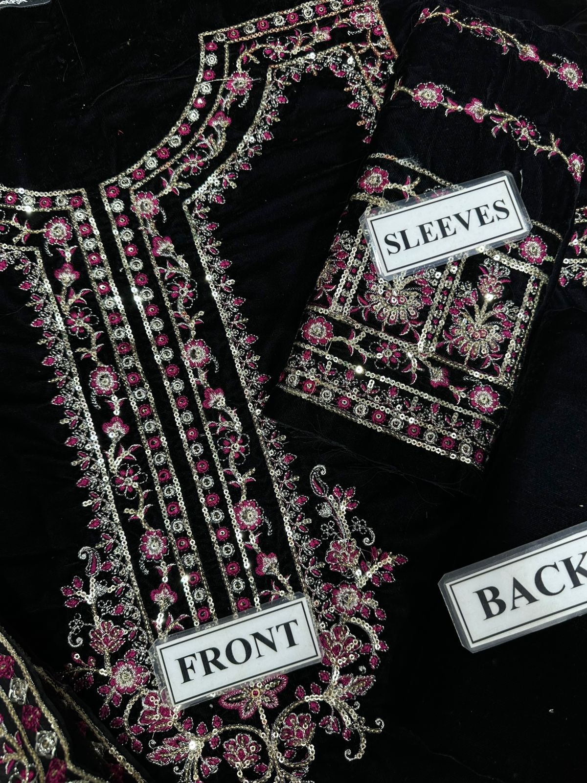 MOTIFZ LUXURY EMBROIDERED VELVET - 3 PC UNSTITCHED