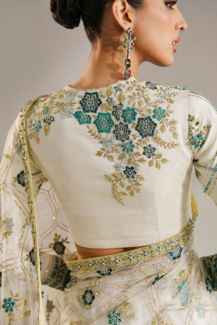 AKBAR ASLAM LUXURY EMBROIDERED NET SAREE - 3 PC UNSTITCHED