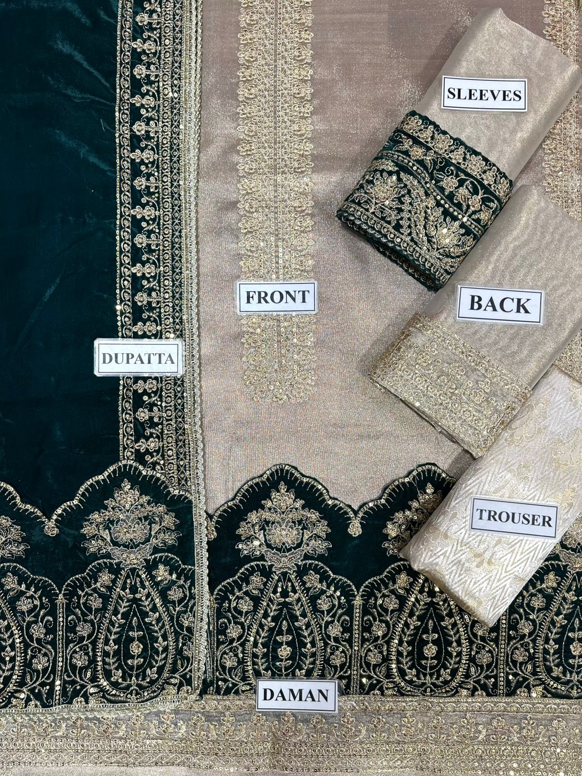 ZAINAB CHOTTANI EMBROIDERED MYSOORI VELVET - 3 PC UNSTITCHED