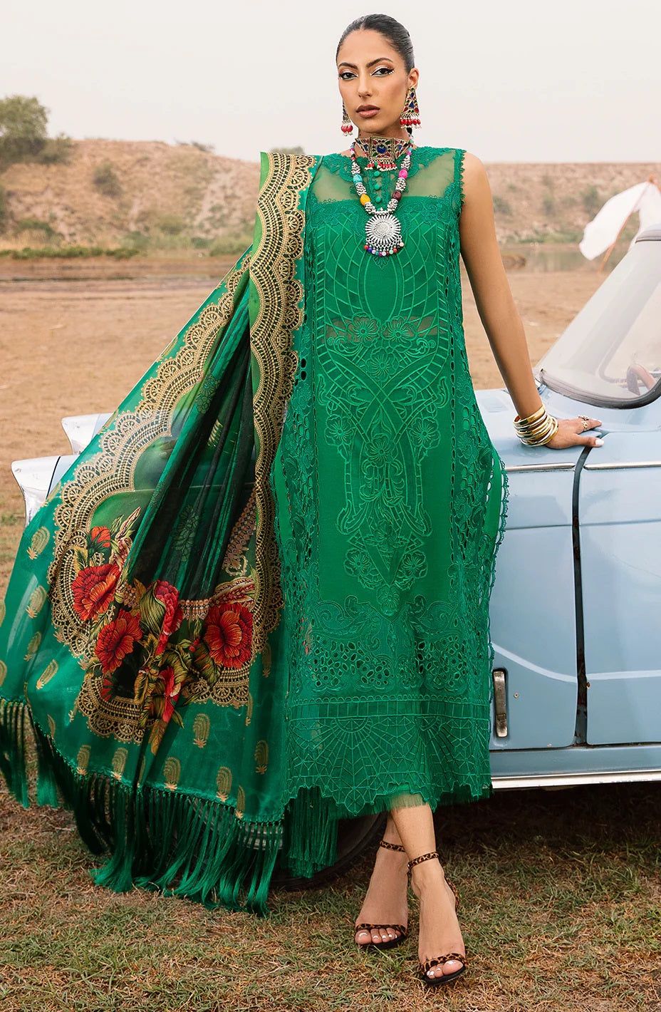 BIN ILYAS LUXURY CHIKANKARI EMBROIDERED LAWN - 3 PC UNSTITCHED