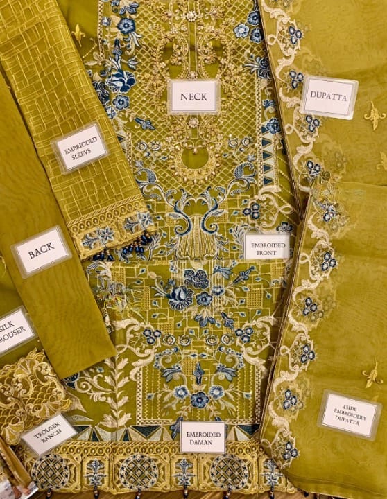 RAMSHA LUXURY WEDDING EMBROIDERED ORGANZA - 3 PC UNSTITCHED