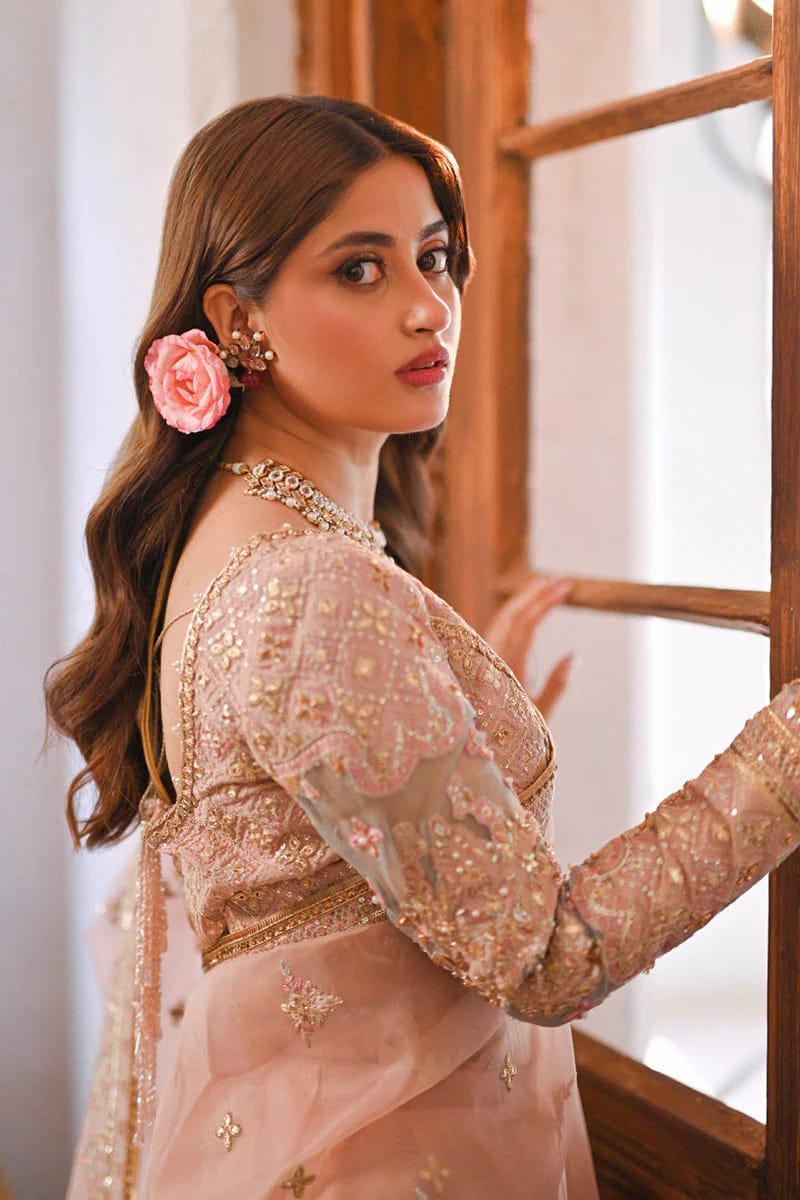 QALAMKAR LUXURY WEDDING EMBROIDERED NET SAREE UNSTITCHED