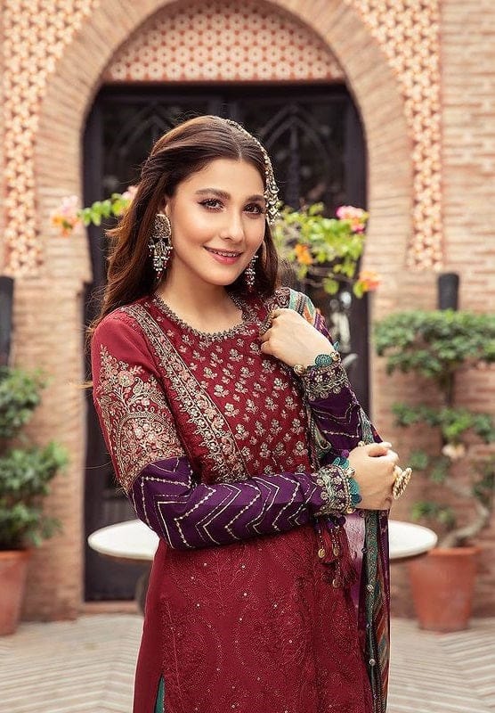 MARIA.B LUXURY LAWN EMBROIDERED 3 PC UNSTITCHED COLLECTION SATEEN D-1