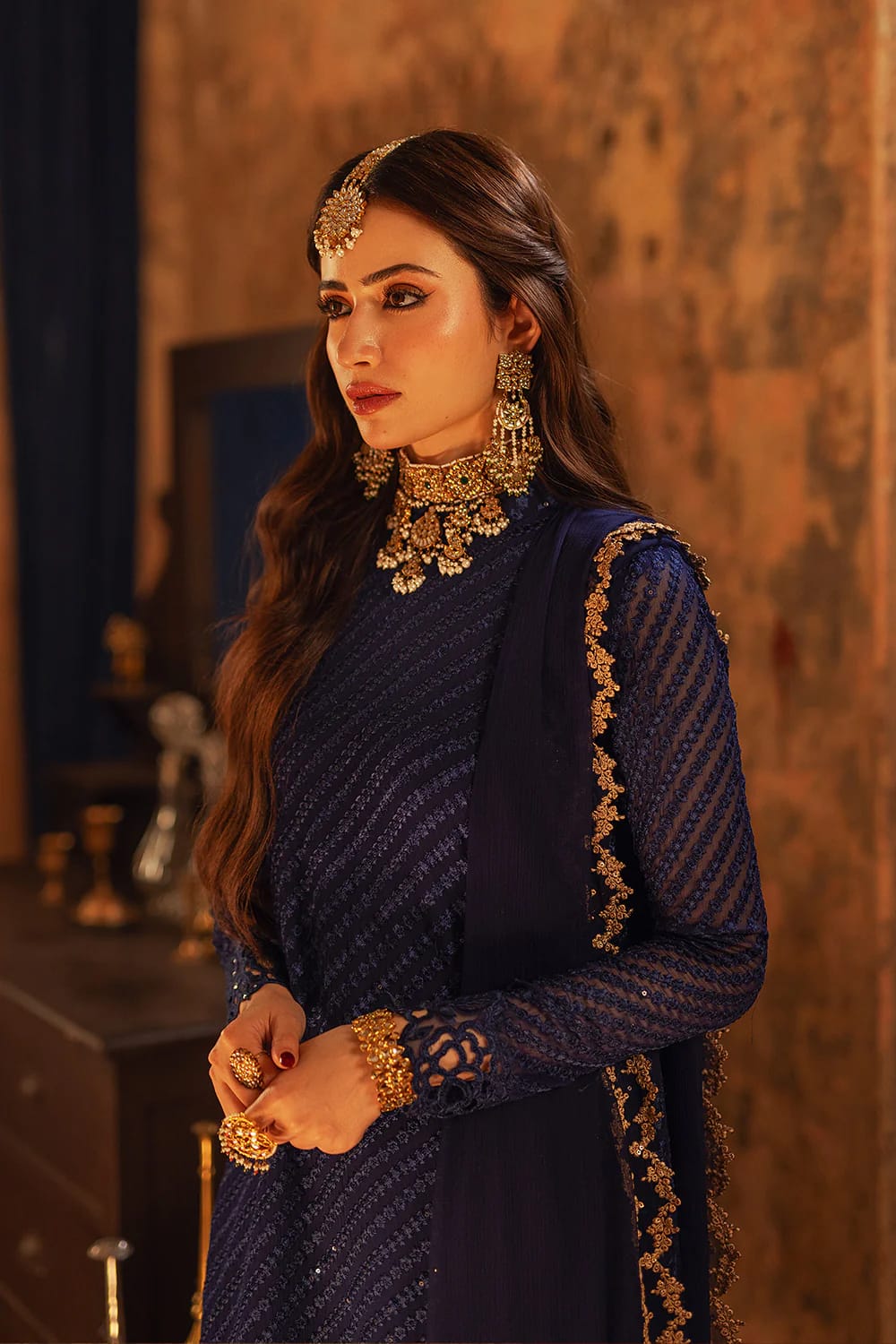 Azure Luxury Semi pure Chiffon Collection 3- PC Unstitched