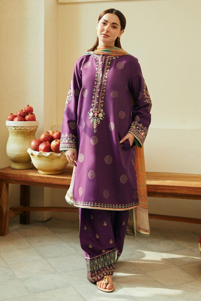 Zara shah Jahan Luxury Chikankari Lawn with khadii net duppatta 3 pc Unstitched Suit