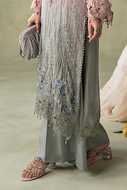 MARIA B EMBROIDERED CHIFFON WEDDING DRESS - 3 PC UNSTITCHED