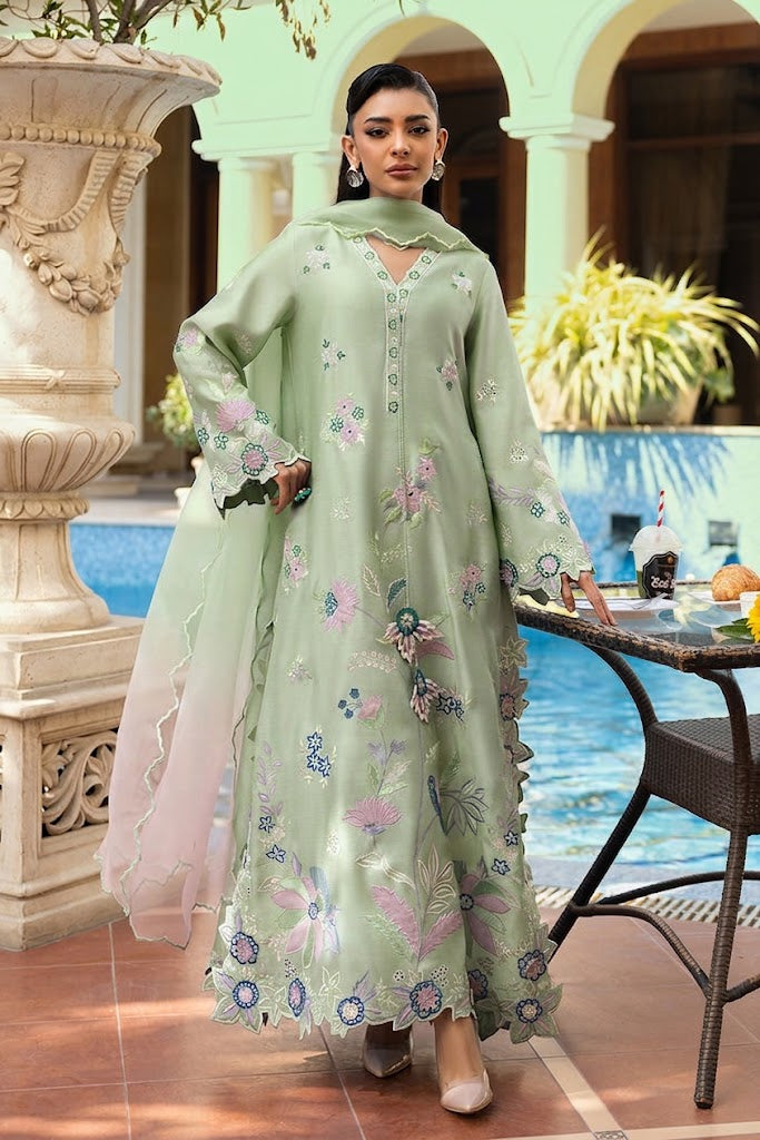 ETHNC EMBROIDERED KAFTAN SILK - 3 PC UNSTITCHED