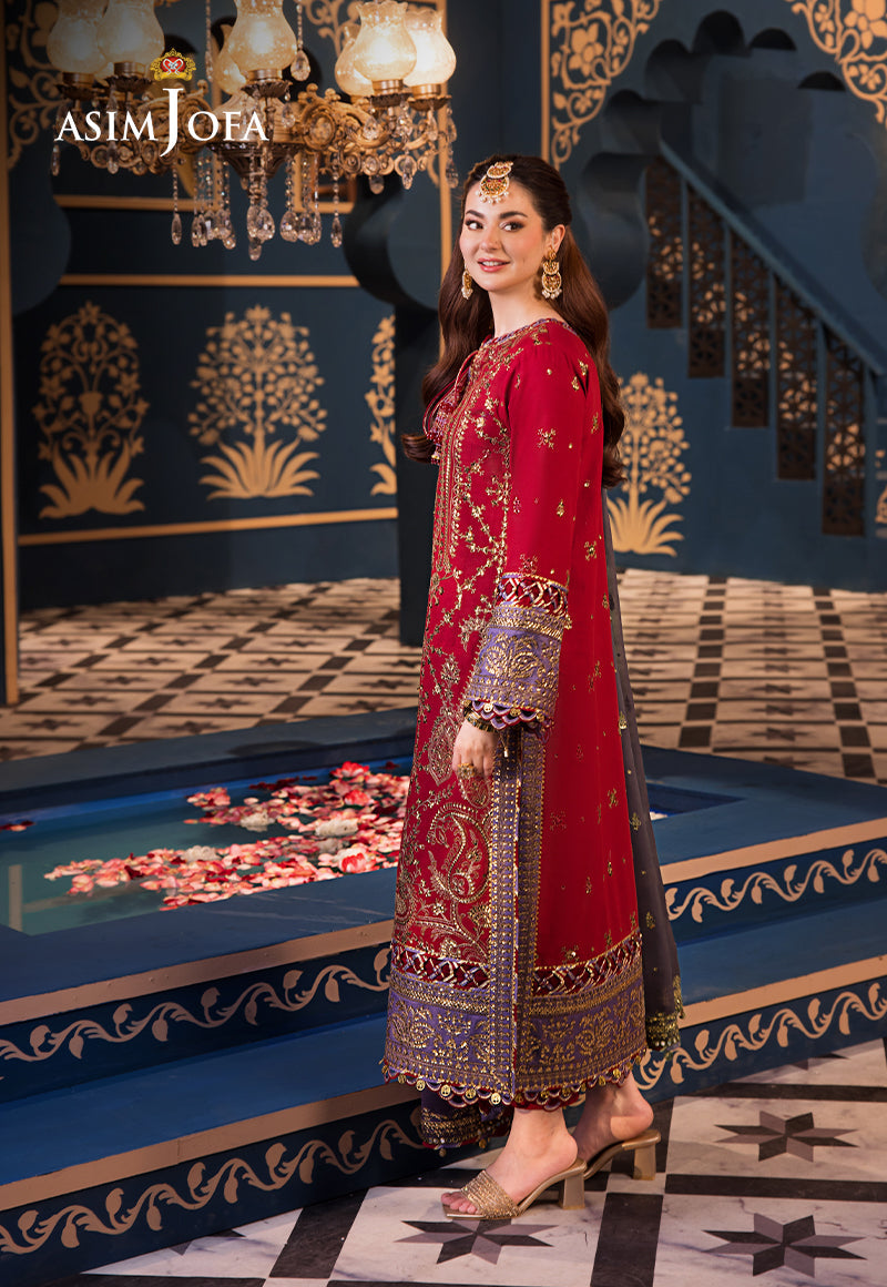 ASIM JOFA EMBROIDERED SEMI PURE CHIFFON - 3 PC UNSTITCHED