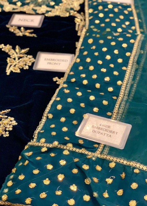 AFROZEH MICRO 9000 VELVET EMBROIDERED - 3 PC UNSTITCHED