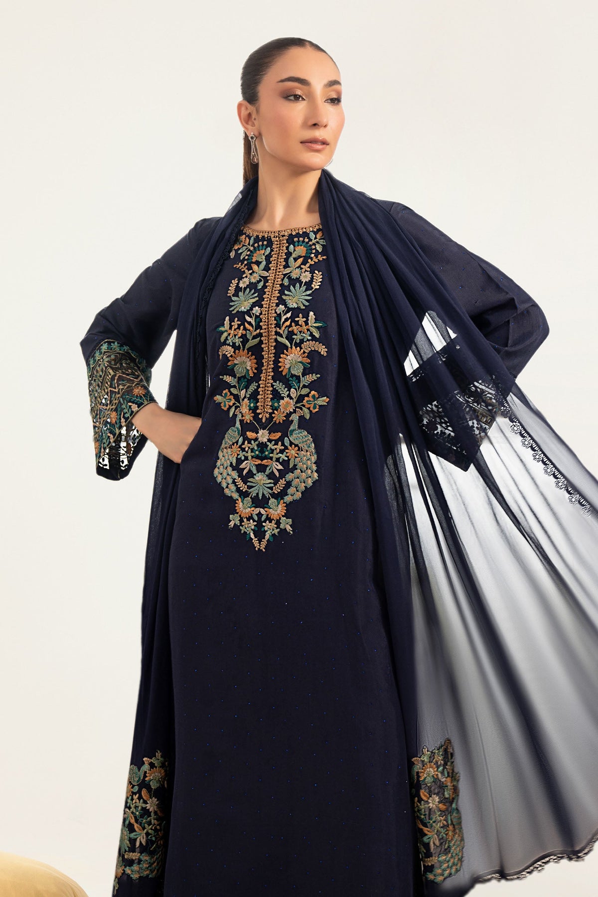 MARIA B EMBROIDERED CHIFFON - 3 PC UNSTITCHED