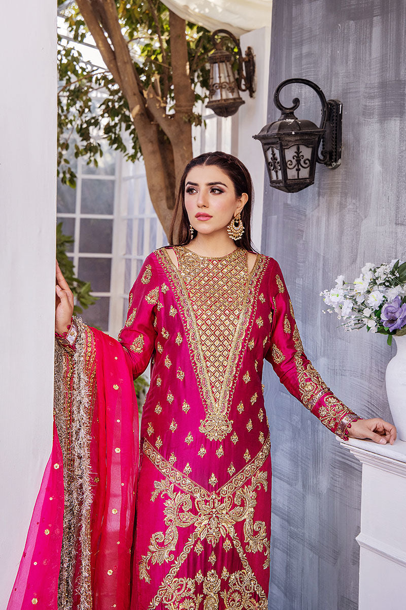 EMBROIDERED SILK DRESS - 3 PC UNSTITCHED