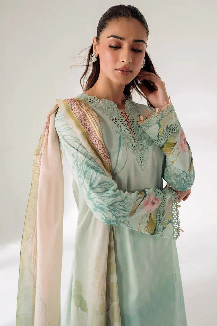 QALAMKAR EMBROIDERED PRINTED LAWN - 3 PC UNSTITCHED