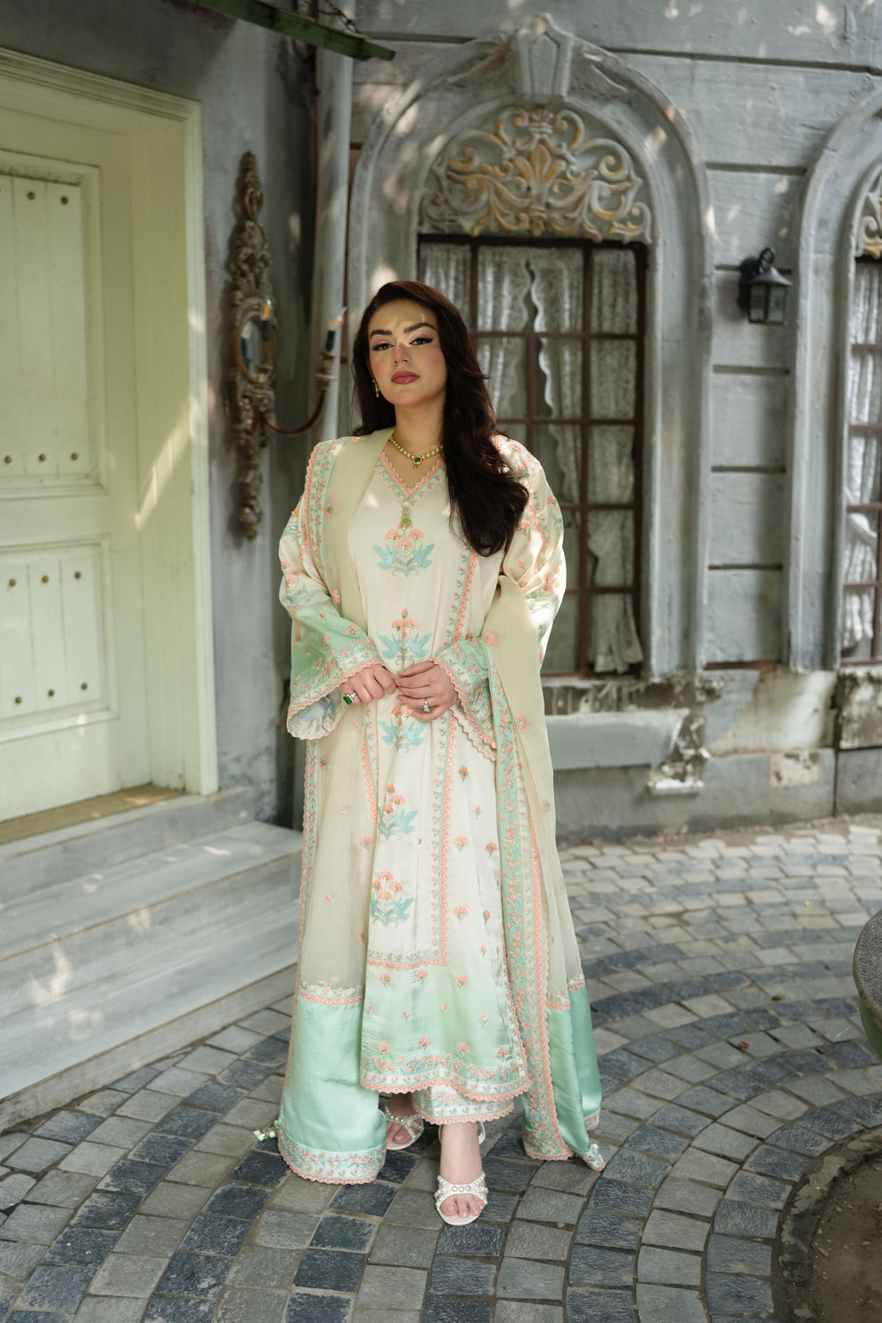 ANEELA’S SHAMOZ SILK EMBROIDERED DRESS - 3 PC UNSTITCHED