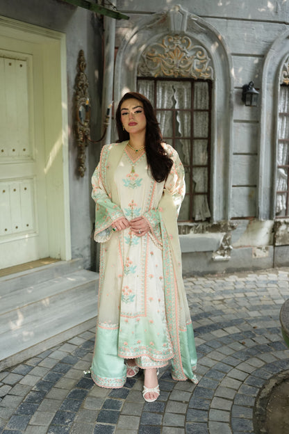 ANEELA’S SHAMOZ SILK EMBROIDERED DRESS - 3 PC UNSTITCHED