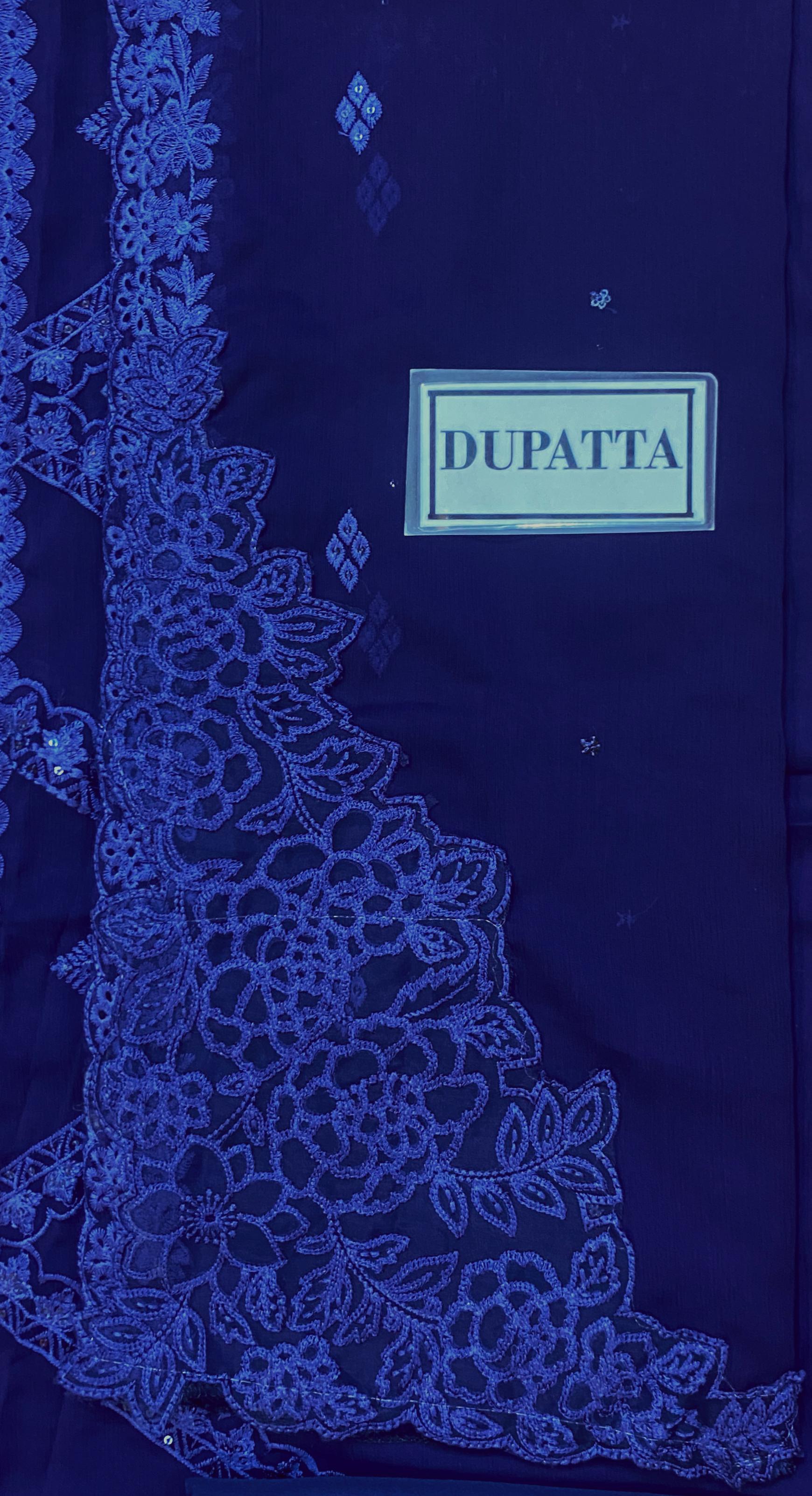 AZURE EMBROIDERED CHIFFON - 3 PC UNSTITCHED