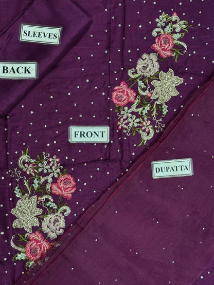 VANYA EMBROIDERED RAW SILK - 3 PC UNSTITCHED