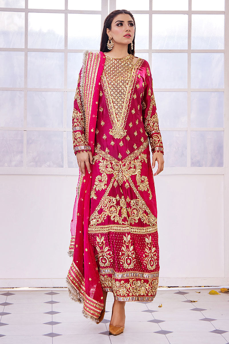 EMBROIDERED SILK DRESS - 3 PC UNSTITCHED