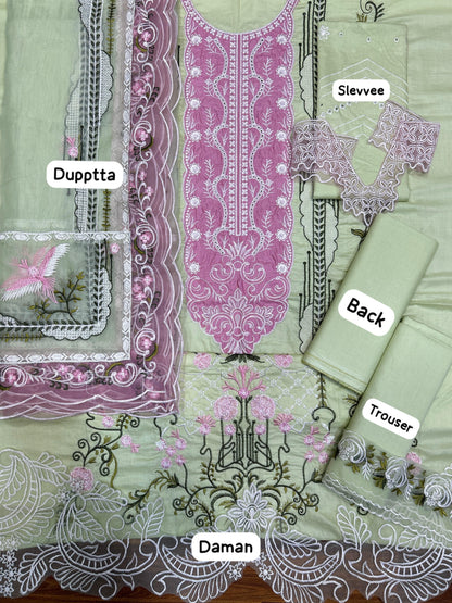 BIN ILYAS EMBROIDERED LAWN - 3 PC UNSTITCHED