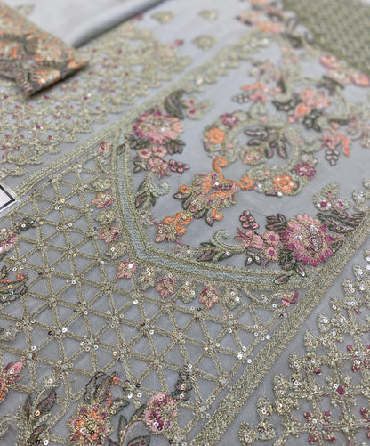 BAROQUE LUXURY EMBROIDERED CHIFFON - 3 PC UNSTITCHED