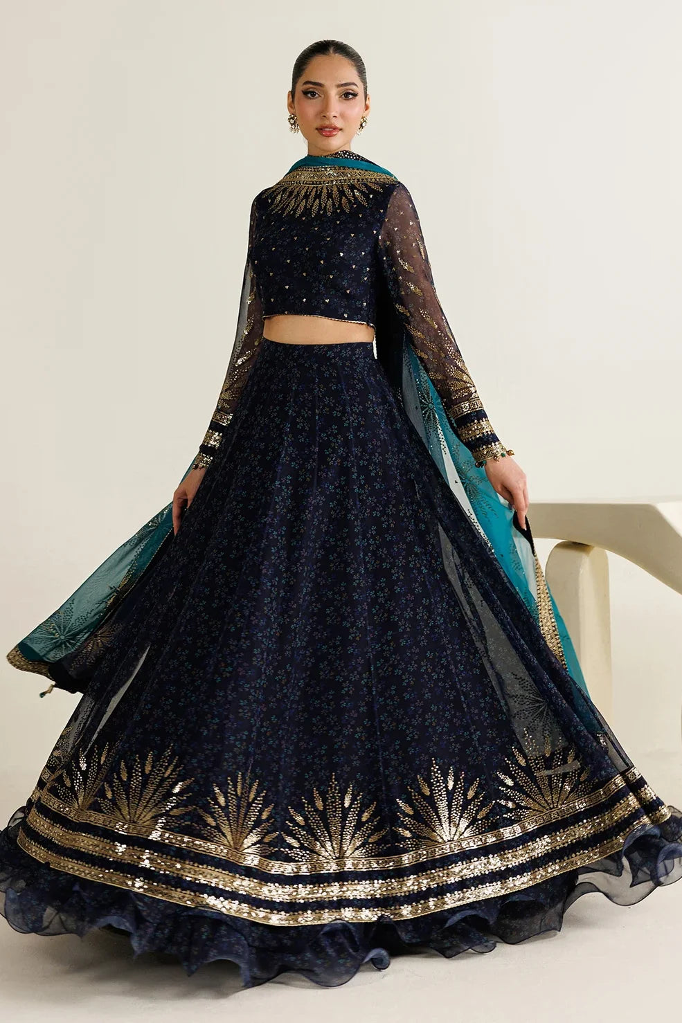 JAZMIN EMBROIDERED DIGITAL PRINTED CHIFFON FROK - 3 PC UNSTITCHED