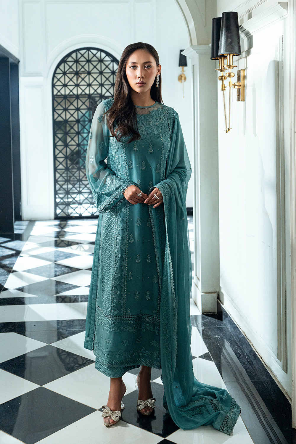 AZURE EMBROIDERED CHIFFON - 3 PC UNSTITCHED