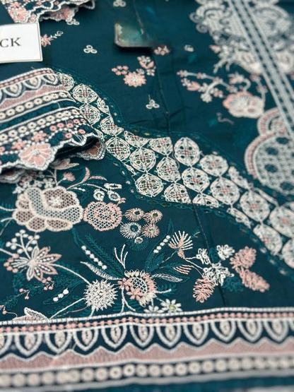 QALAMKAR LUXURY SCIFFLIE EMBROIDERED LAWN - 3 PC UNSTITCHED