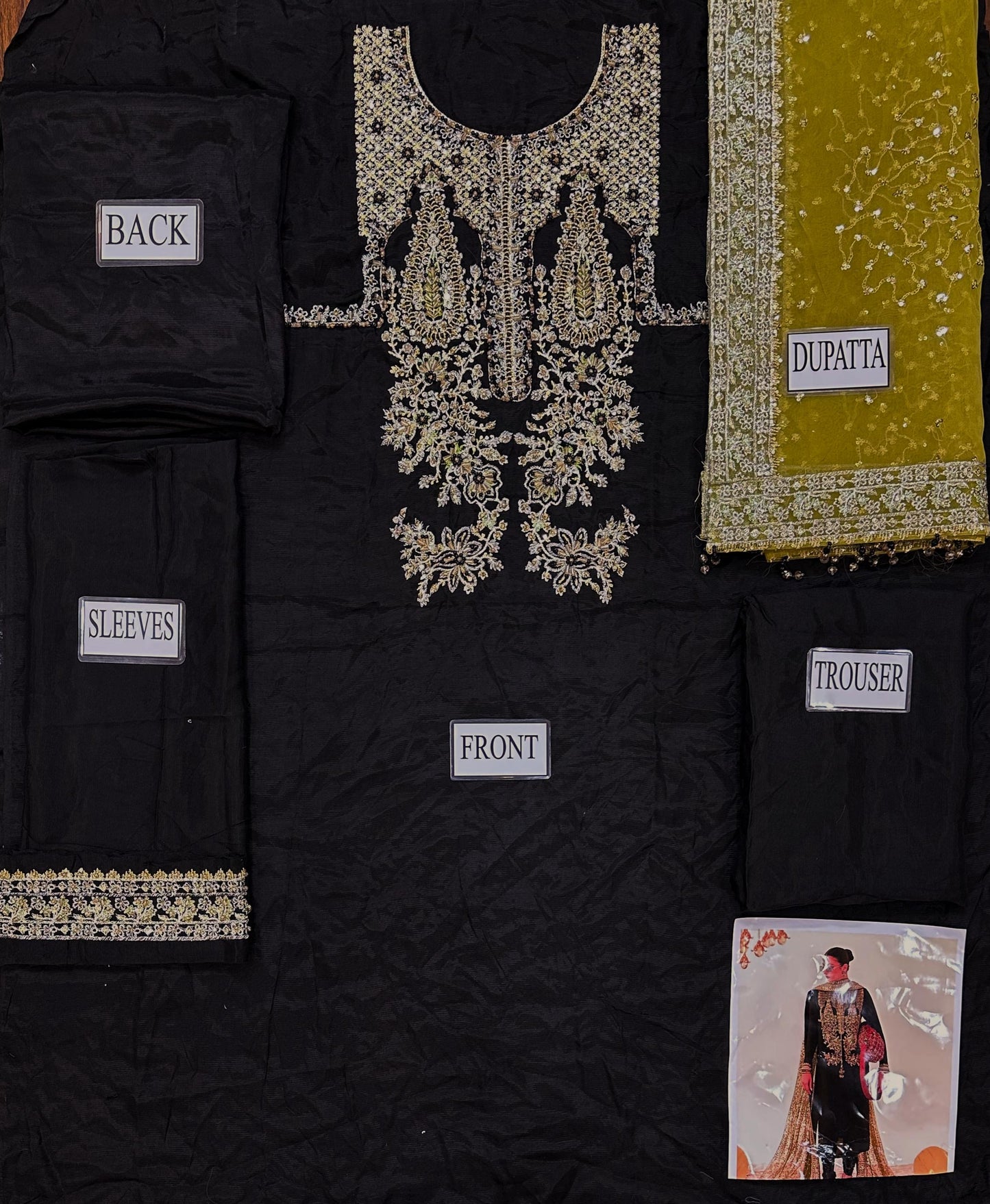 HUSSAIN REHAR LUXURY EMBROIDERED RAW SILK - 3 PC UNSTITCHED