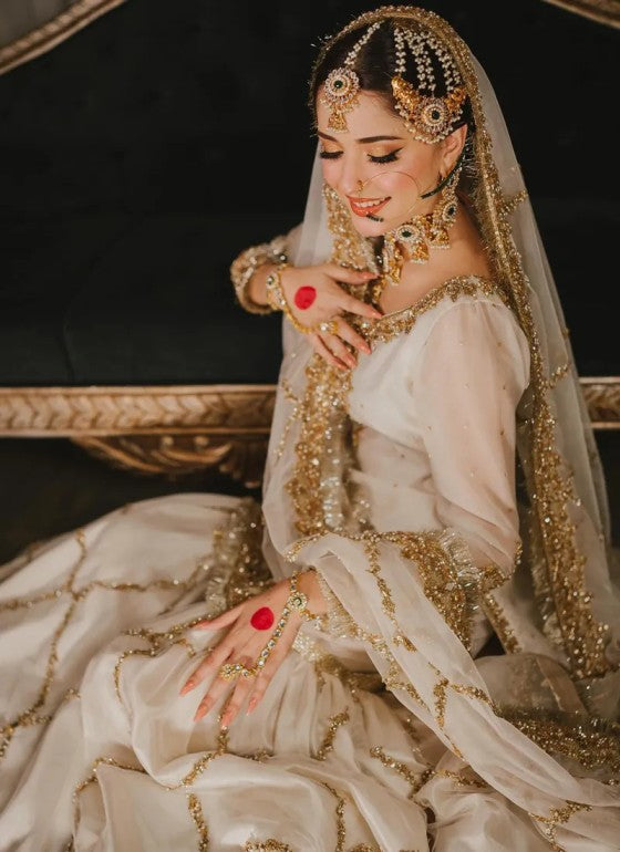 EMBROIDERED CHIFFON BRIDAL GHARARA - 3 PC UNSTITCHED