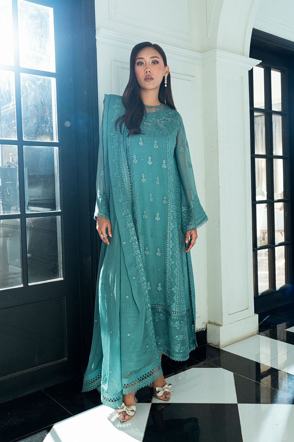 AZURE EMBROIDERED CHIFFON - 3 PC UNSTITCHED