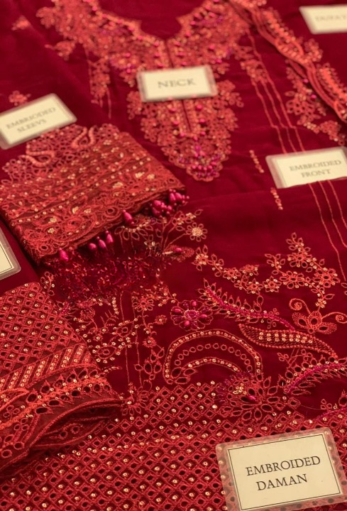 QALAMKAR LUXURY EMBROIDERED CHIFFON - 3 PC UNSTITCHED