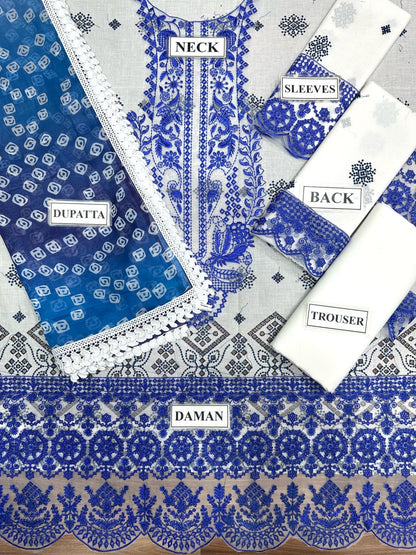 ZAINAB CHOTTANI EMBROIDERED CHIKANKARI LAWN - 3 PC UNSTITCHED